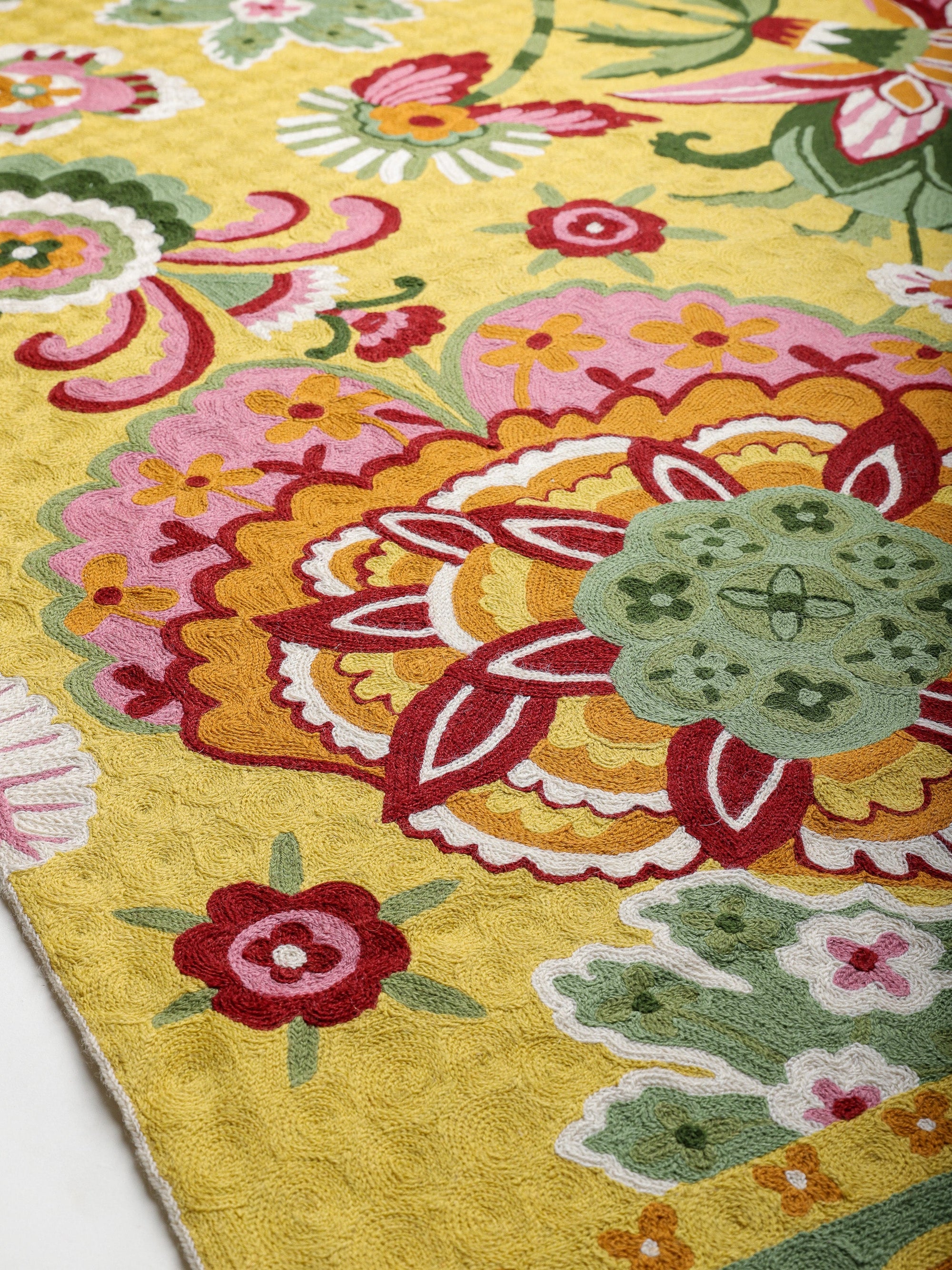 Kashmiri Crewel Embroided Aari Rug