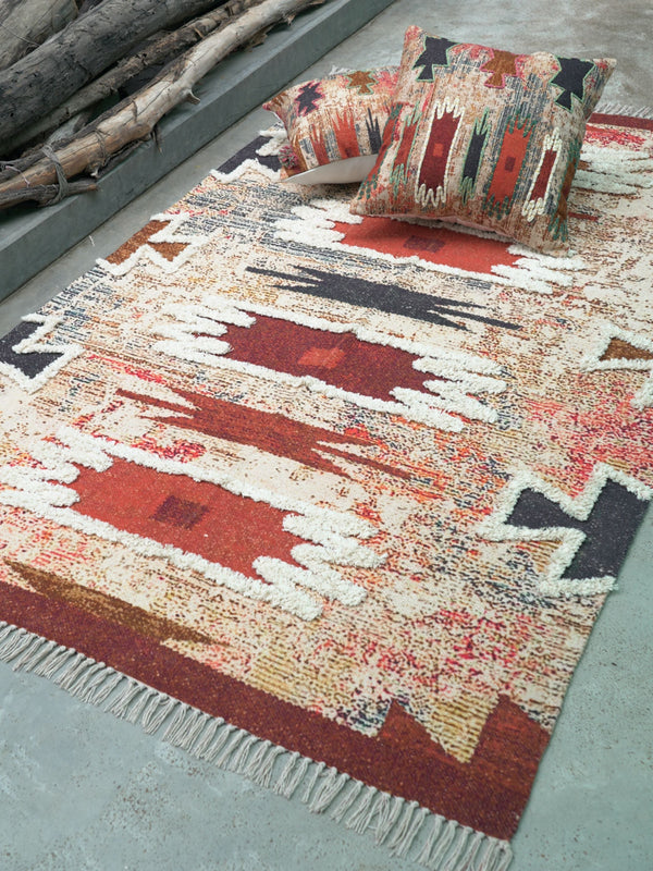 Kurt Embroidered Cotton Rug