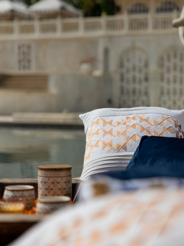 Cushion Cover - Lehar white Embroidered