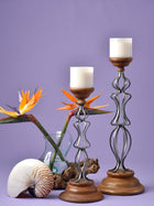 Mangifera & Metallic Carved Candle Stand