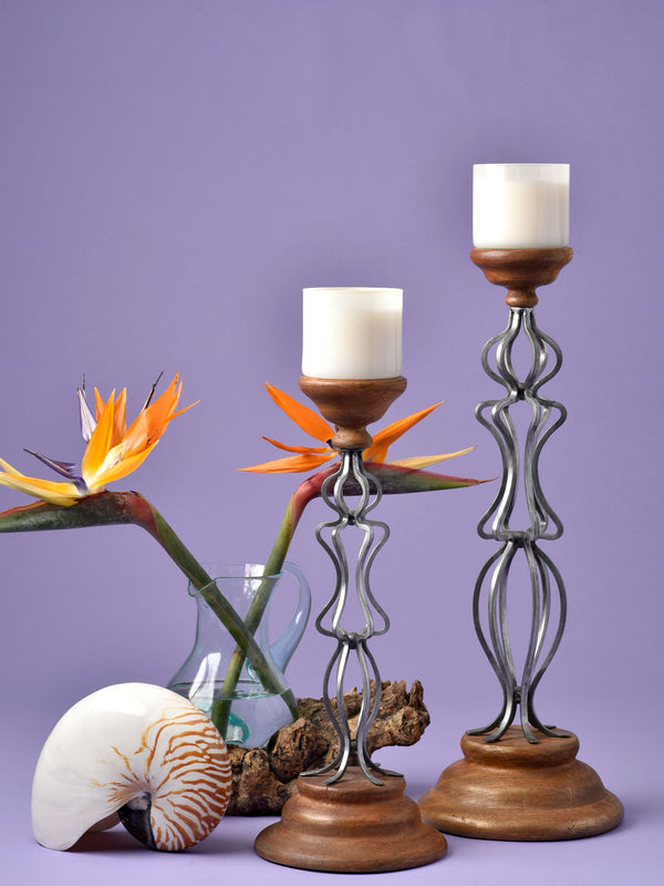 Mangifera & Metallic Carved Candle Stand