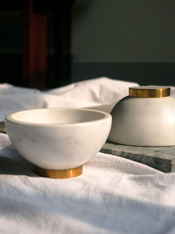 Marble Bowl with Gold Base