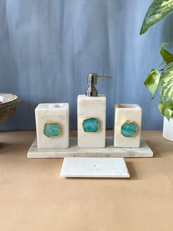 Bathroom Vanity Set - Marble with Agate Green