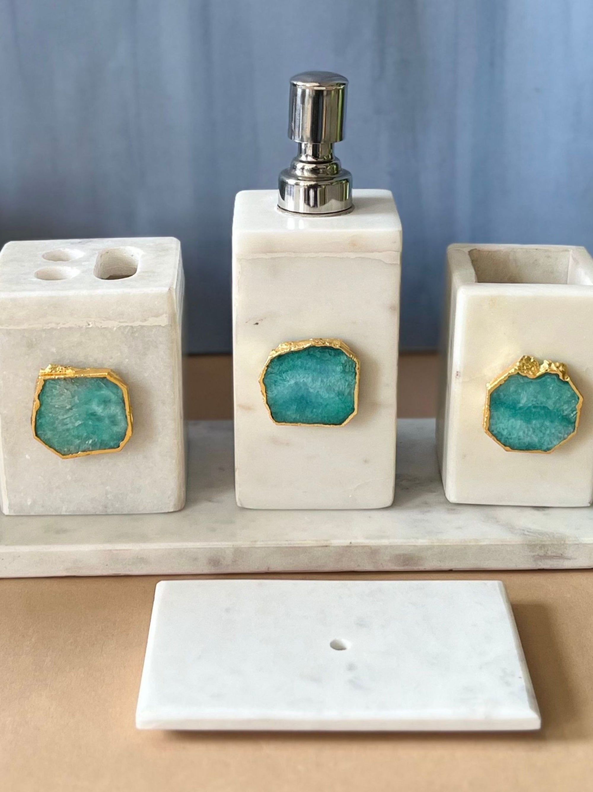 Bathroom Vanity Set - Marble with Agate Green