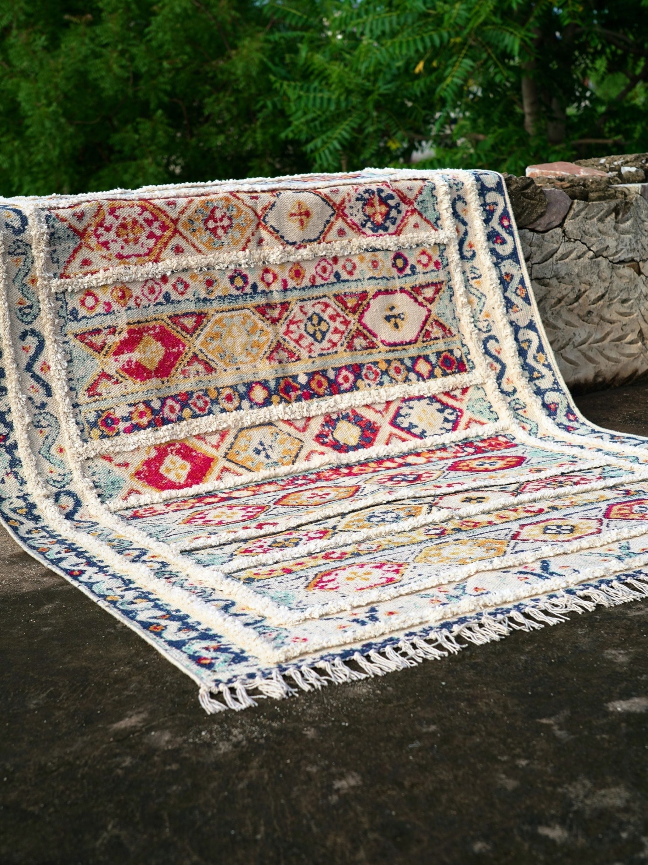 Mavi Embroidered Cotton Rug