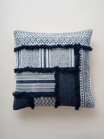 Cushion Cover - Medallion Indigo Shag