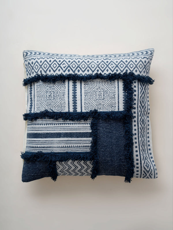 Cushion Cover - Medallion Indigo Shag
