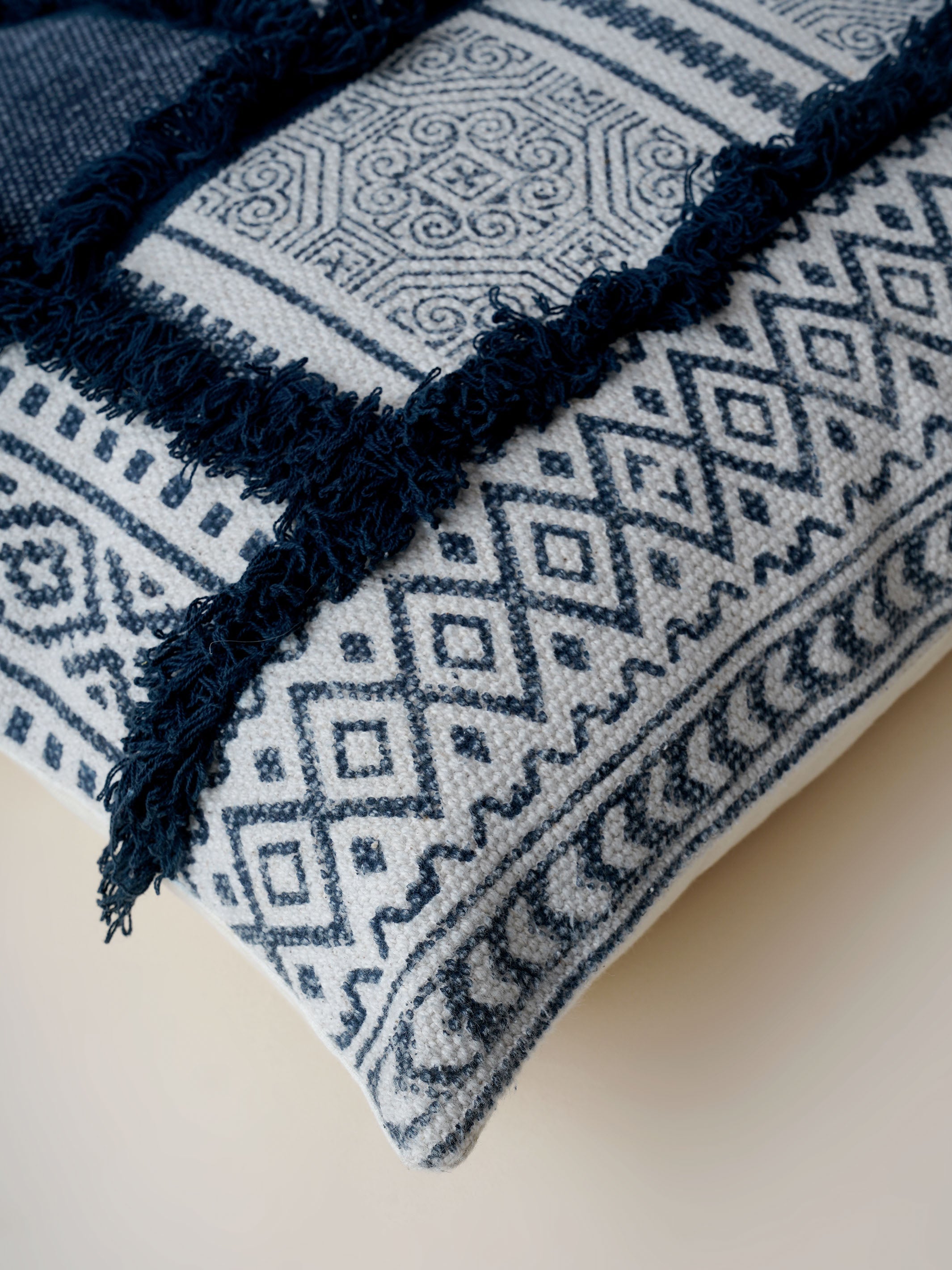 Cushion Cover - Medallion Indigo Shag