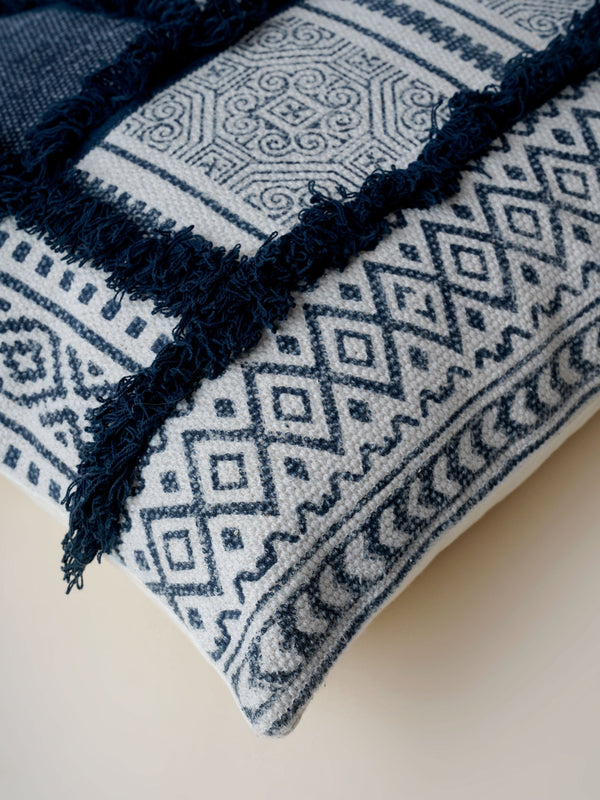 Cushion Cover - Medallion Indigo Shag