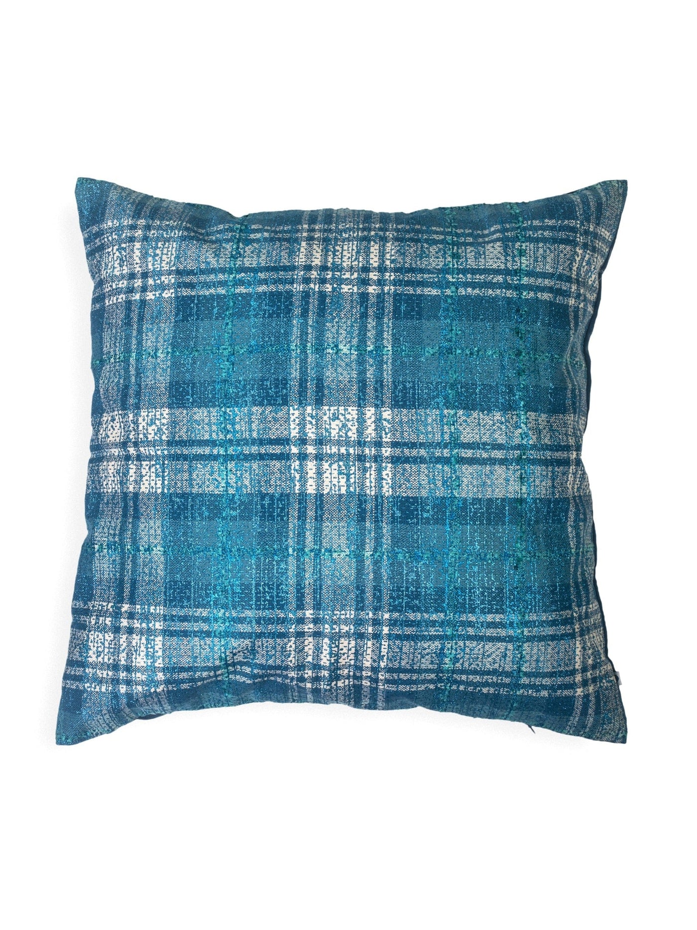 Metallic Check Cushion Cover Denim