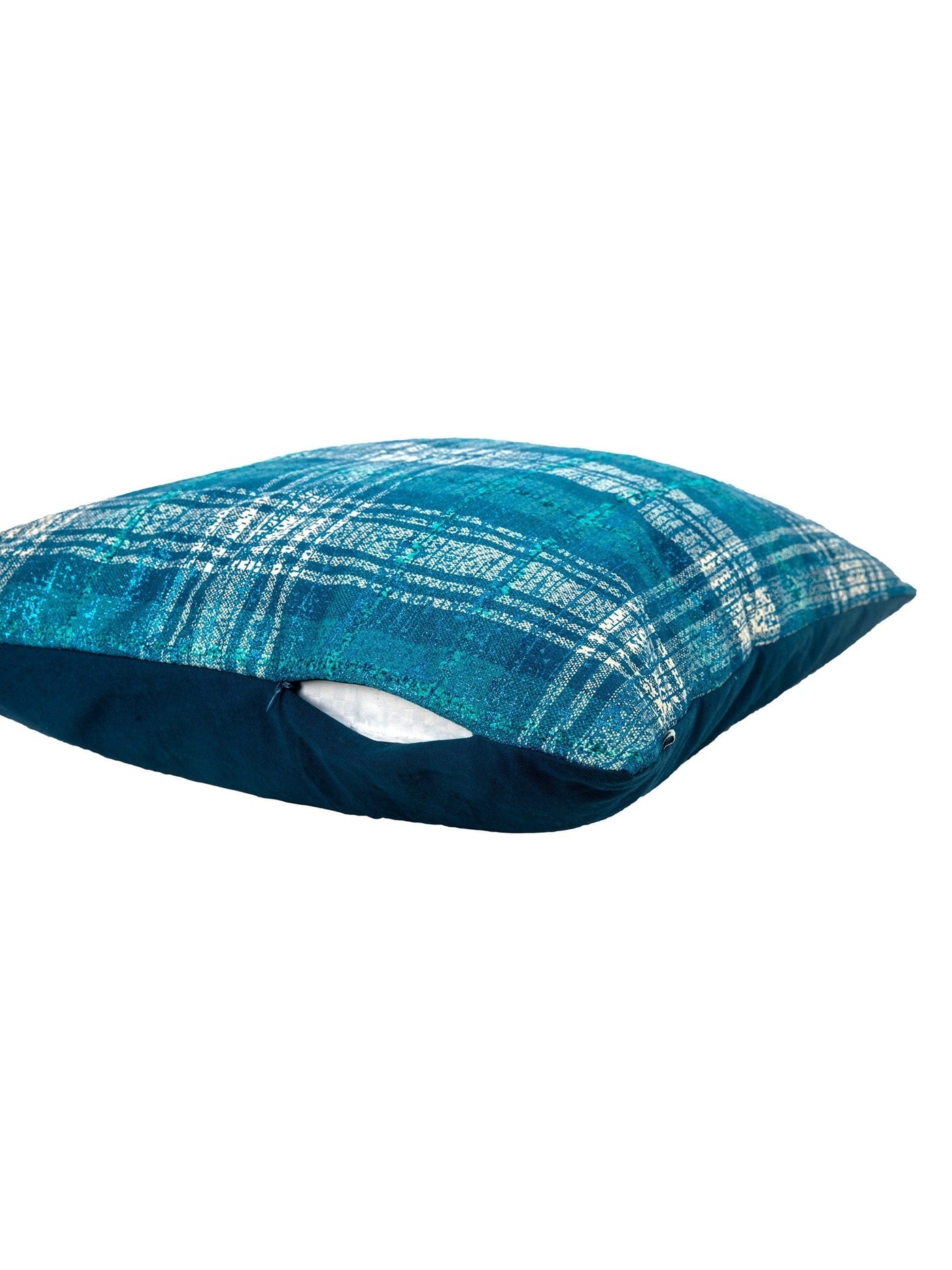 Cushion Cover - Metallic Check Denim