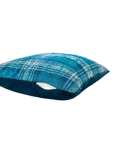 Metallic Check Cushion Cover Denim