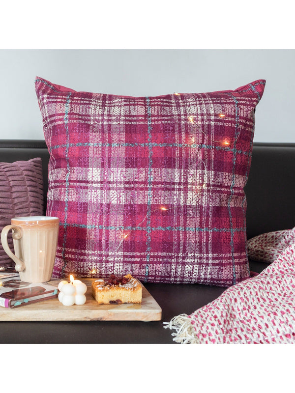 Cushion Cover - Metallic Check Magenta