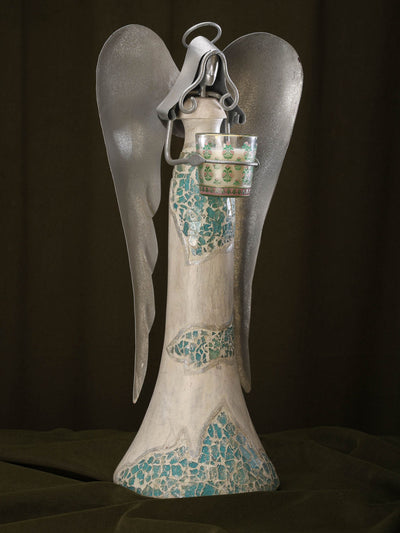 Mosaic Winged Wood & Metal Angel