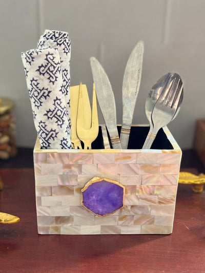 Cutlery Stand - Mother of Pearl with Agate Purple