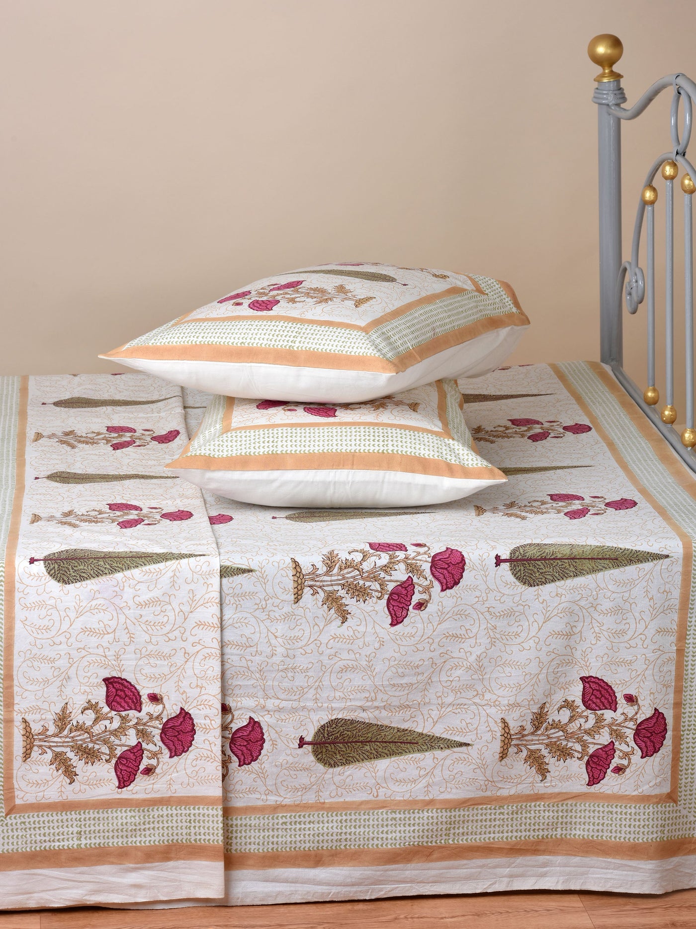 Cotton Bedsheet - Mughal Hand Block Print