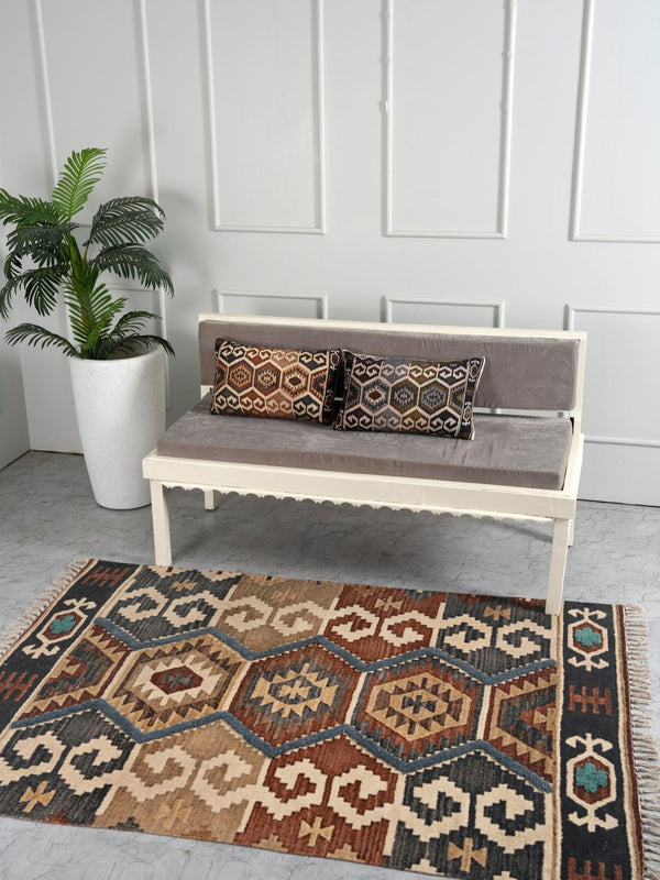 Embroidered Rug - Muted Palette