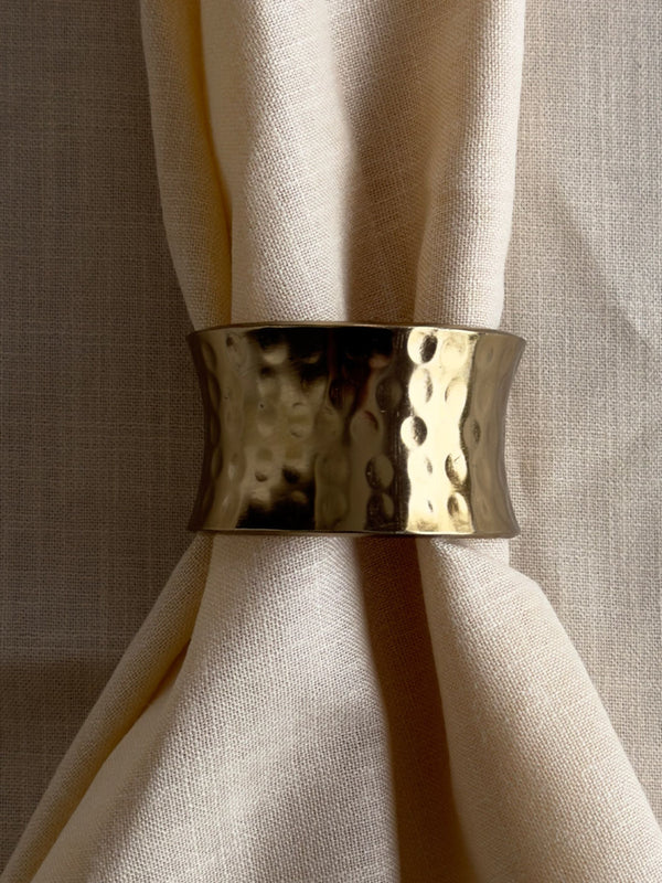 Napkin Ring Cylindrical Hammered Set of 4