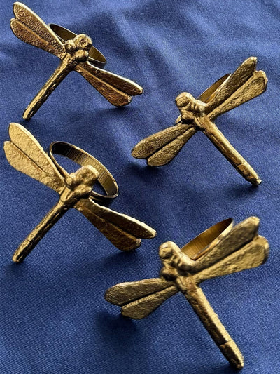 Metal Napkin Ring Dragonfly Set of 4