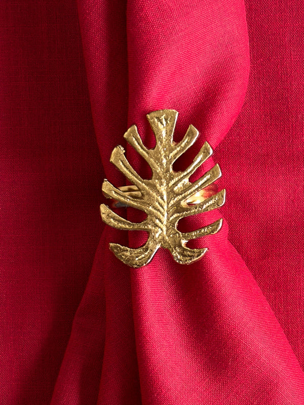 Metal Napkin Ring Leaf Set of 4