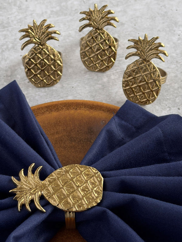 Metal Napkin Ring Pineapple Set of 4