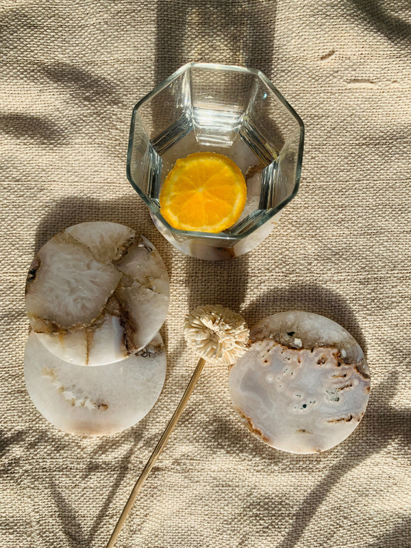 Natural Agate Round Coaster Set of 4