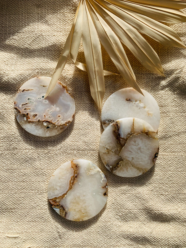 Natural Agate Round Coaster Set of 4