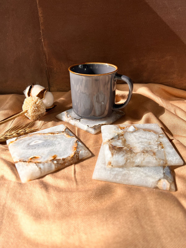 Natural Agate Square Coaster Set of 4