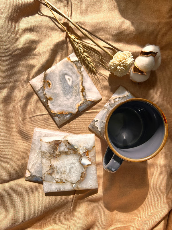 Natural Agate Square Coaster Set of 4