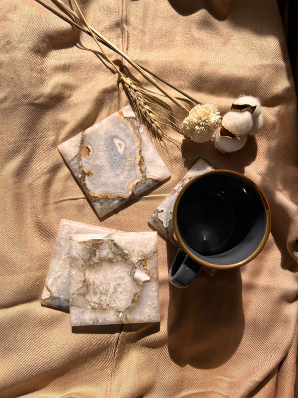Natural Agate Square Coaster Set of 4