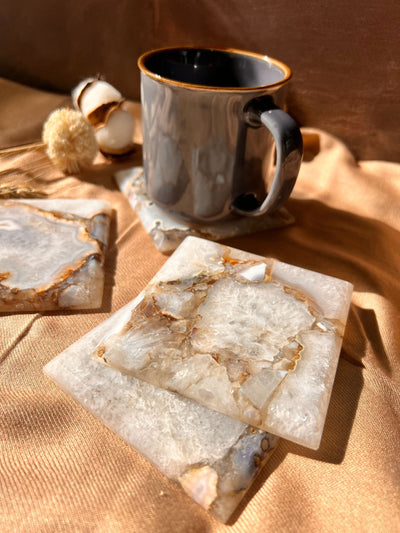 Natural Agate Square Coaster Set of 4