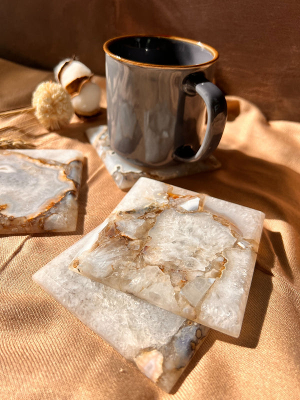 Natural Agate Square Coaster Set of 4
