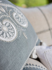 Cushion Cover - Numaish Steel Blue Embroidered