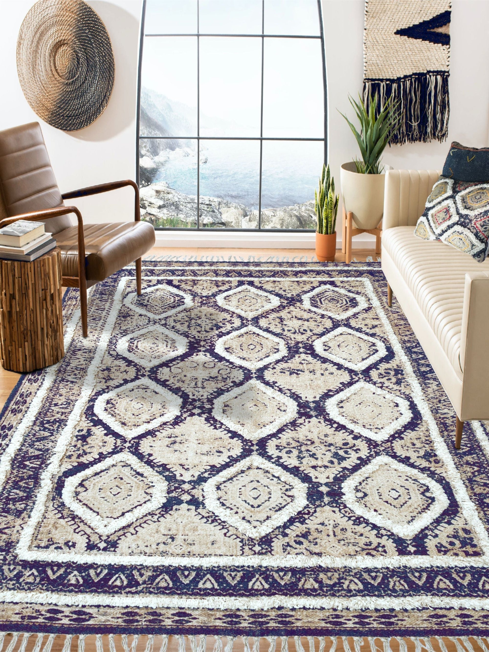 Ofa Embroidered Cotton Rug