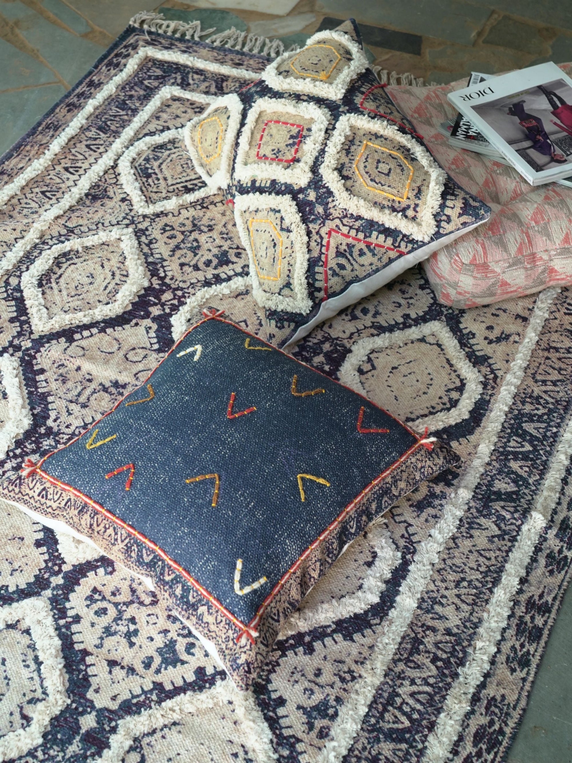 Ofa Embroidered Cotton Rug