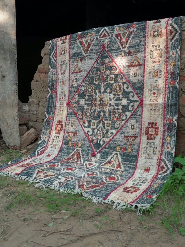 Okuta Embroidered Cotton Rug