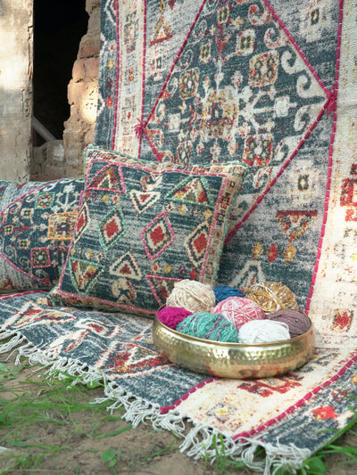 Okuta Embroidered Cotton Rug