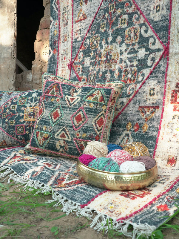 Okuta Embroidered Cotton Rug