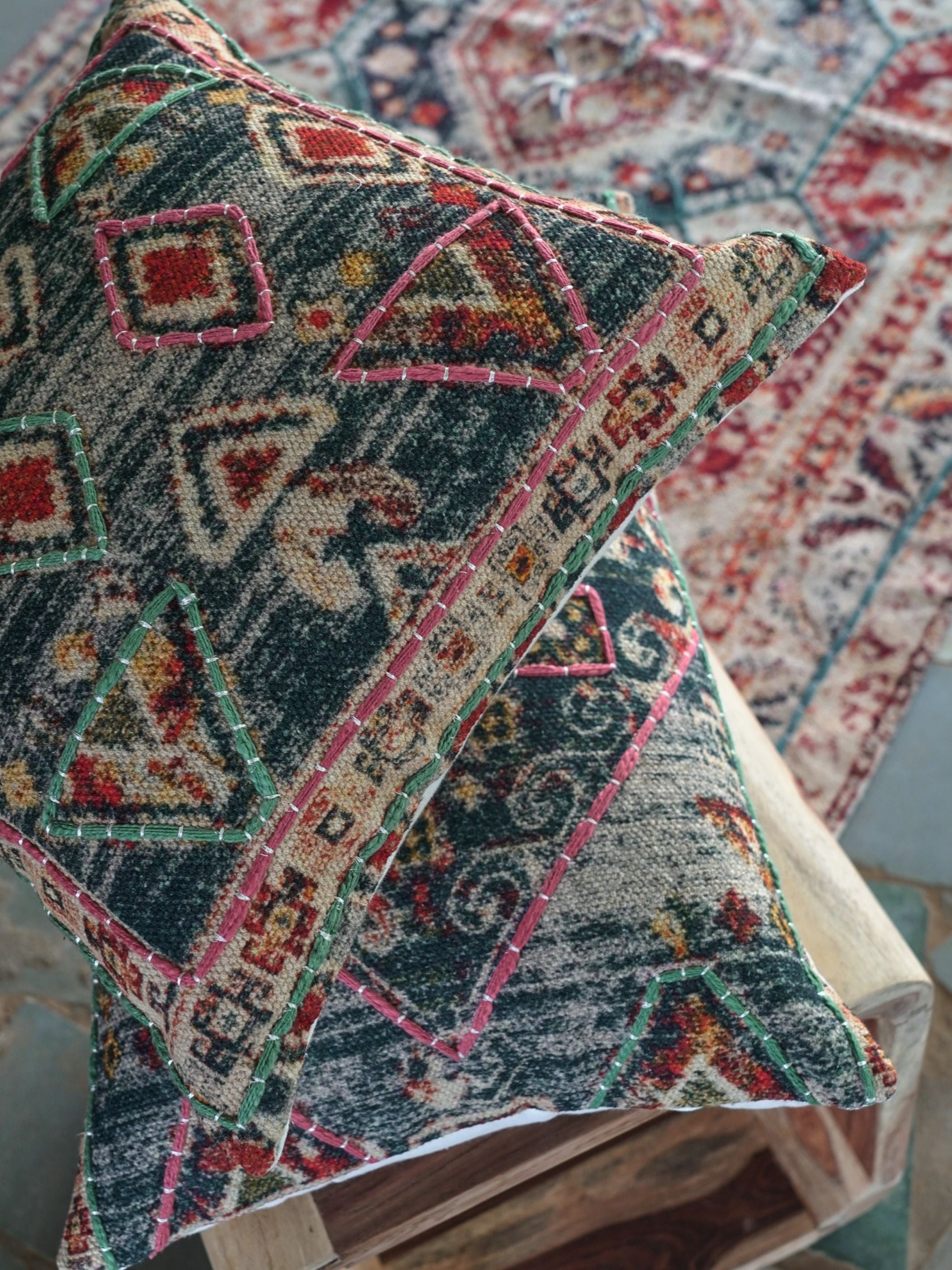 Cushion Cover - Okuta Embroidered Cotton