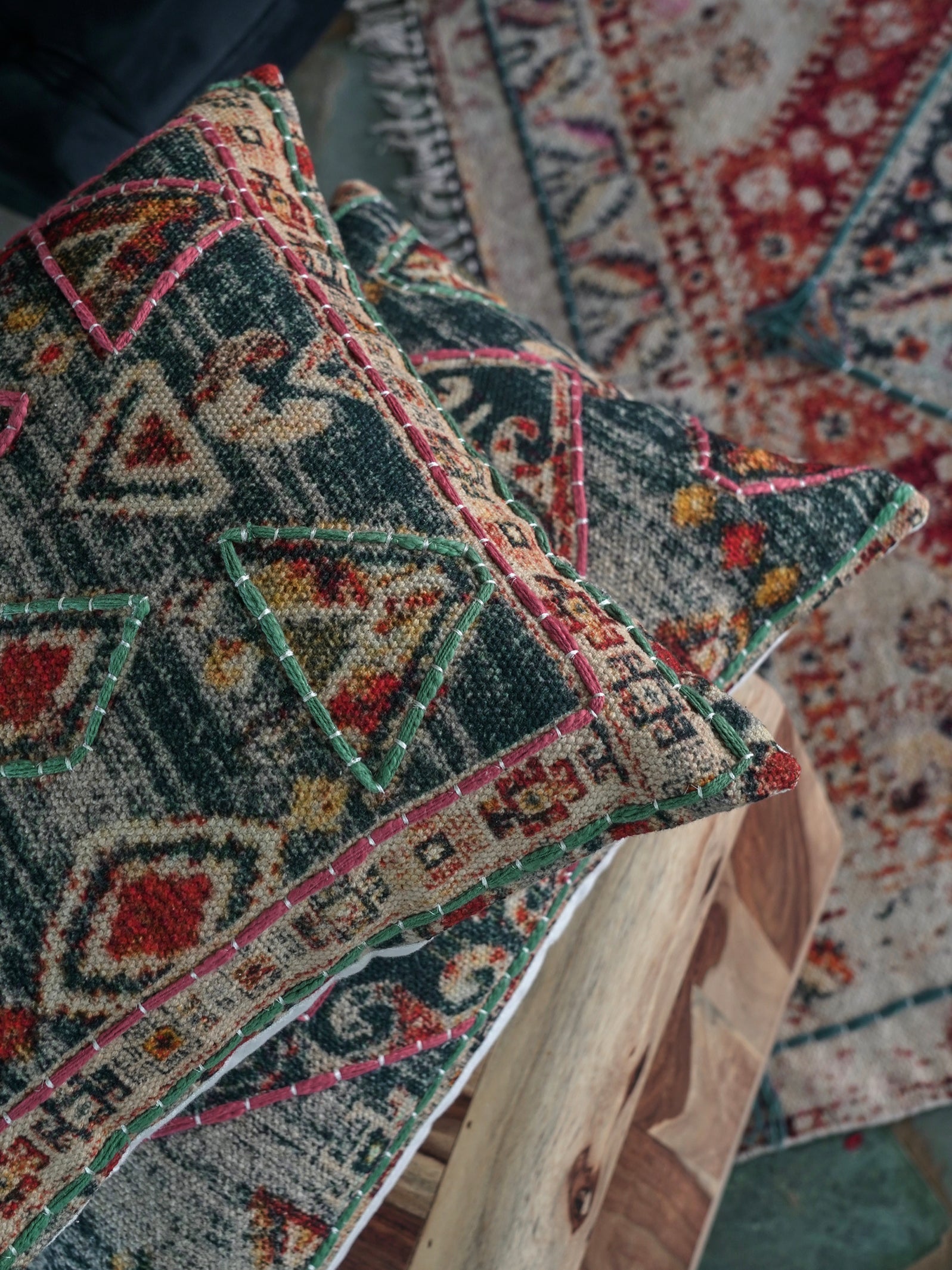 Okuta Embroidered Pillow Cover