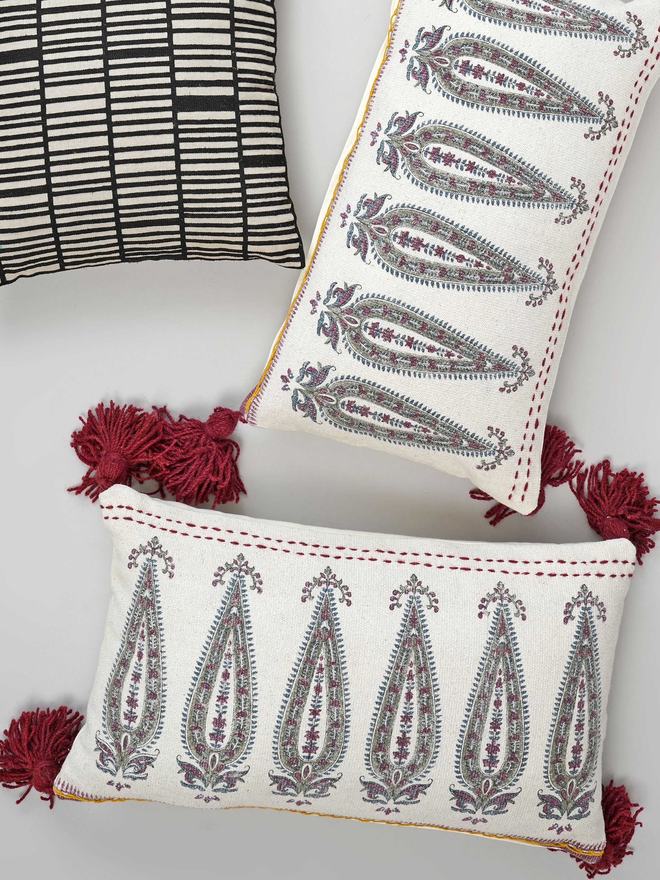 Cushion Cover - Paisley Hand Wooven Tasseled