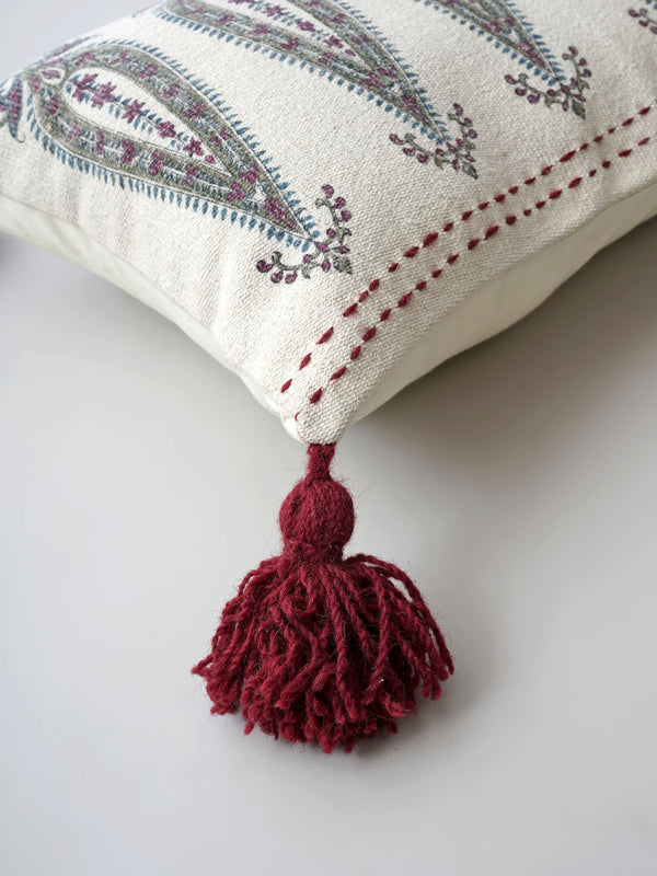 Cushion Cover - Paisley Hand Wooven Tasseled