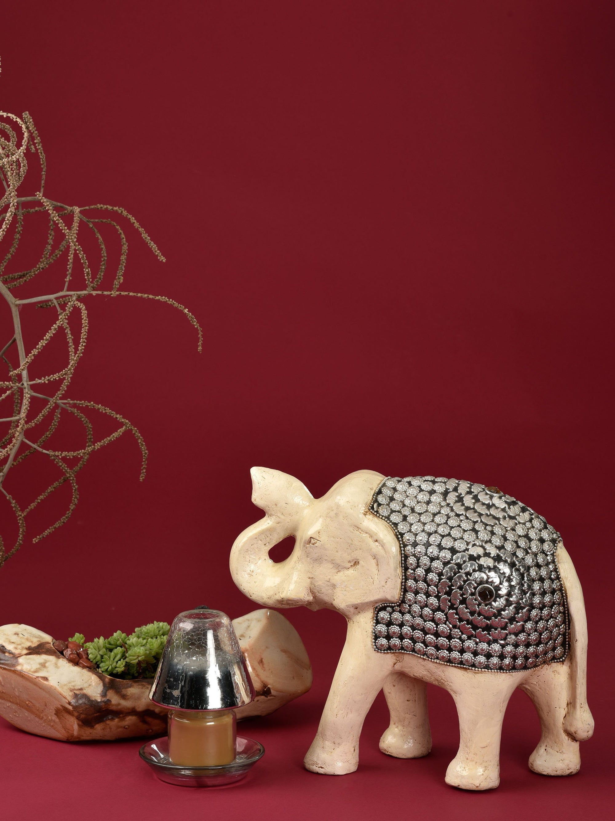 Paper Mache Elephant with metal beads