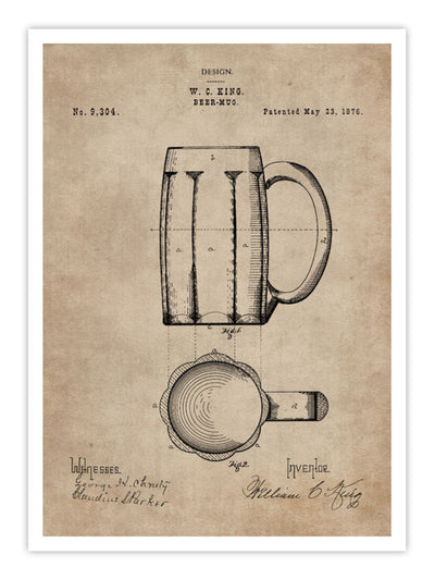 Patent Document of a Beer Mug Wall Prints