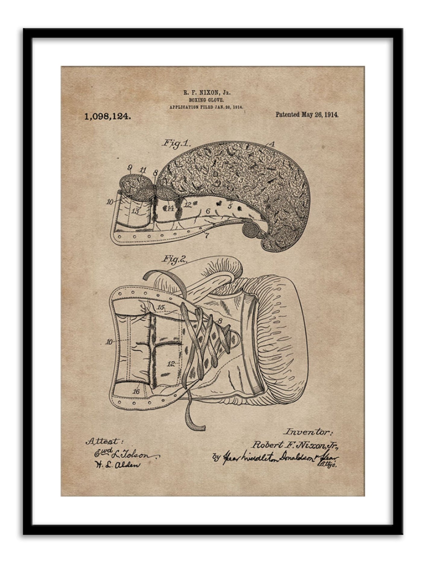 Patent Document of a Boxing Glove Wall Prints
