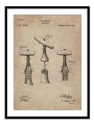 Wall Prints - Patent Document of a Cork Screw
