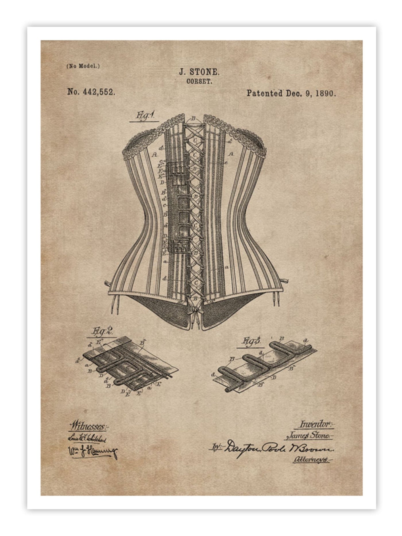 Patent Document of a Corset Wall Prints