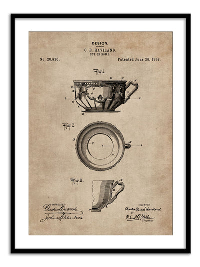 Patent Document of a Cup or Bowl Wall Prints
