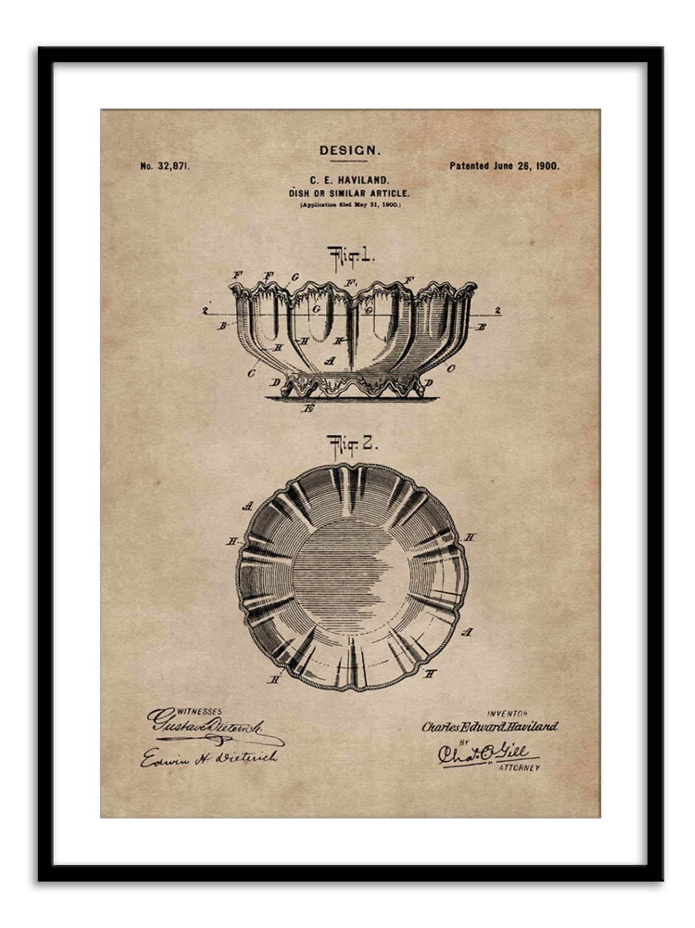 Patent Document of a Dish Wall Prints
