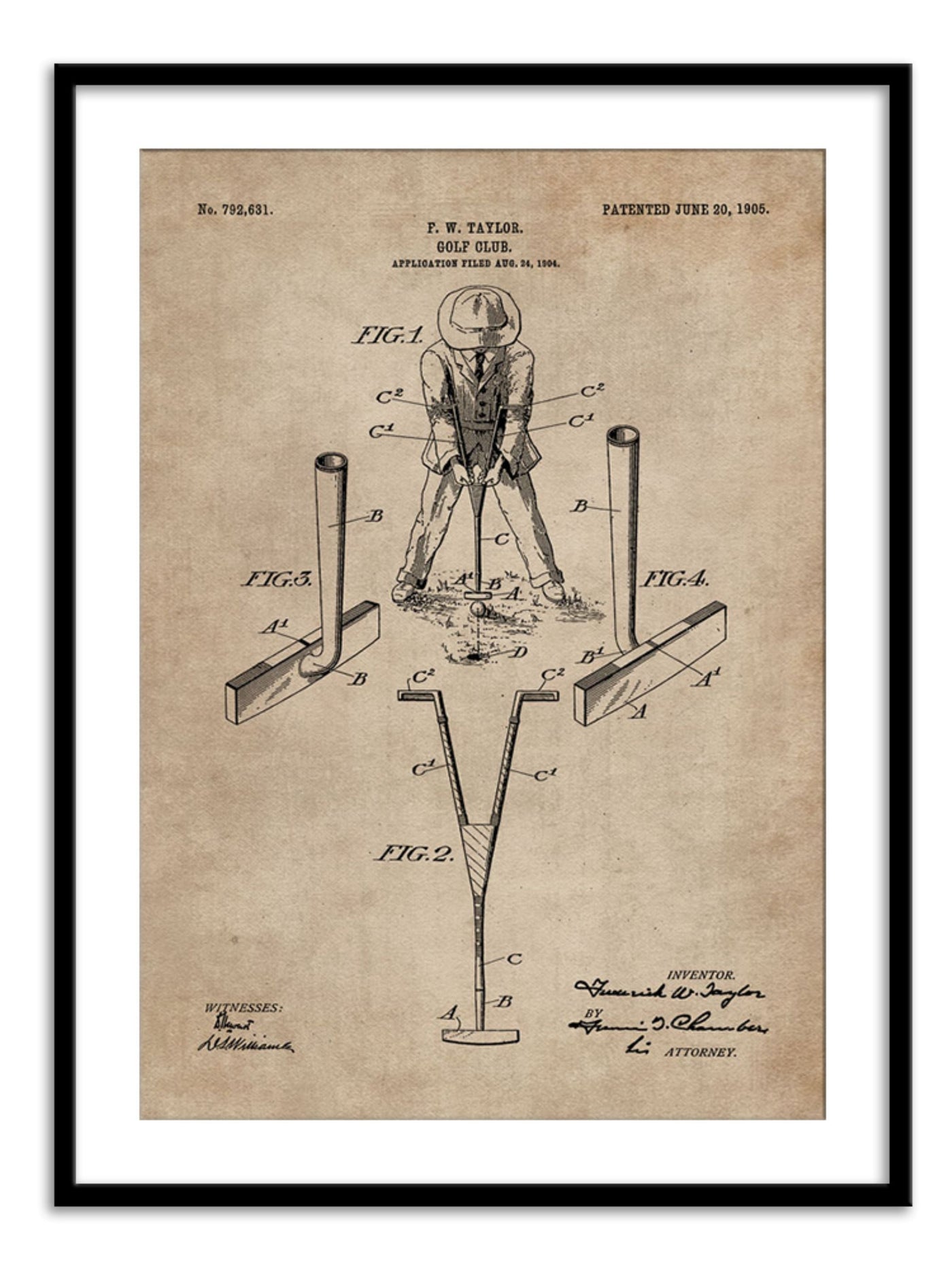 Patent Document of a Golf Club Wall Prints